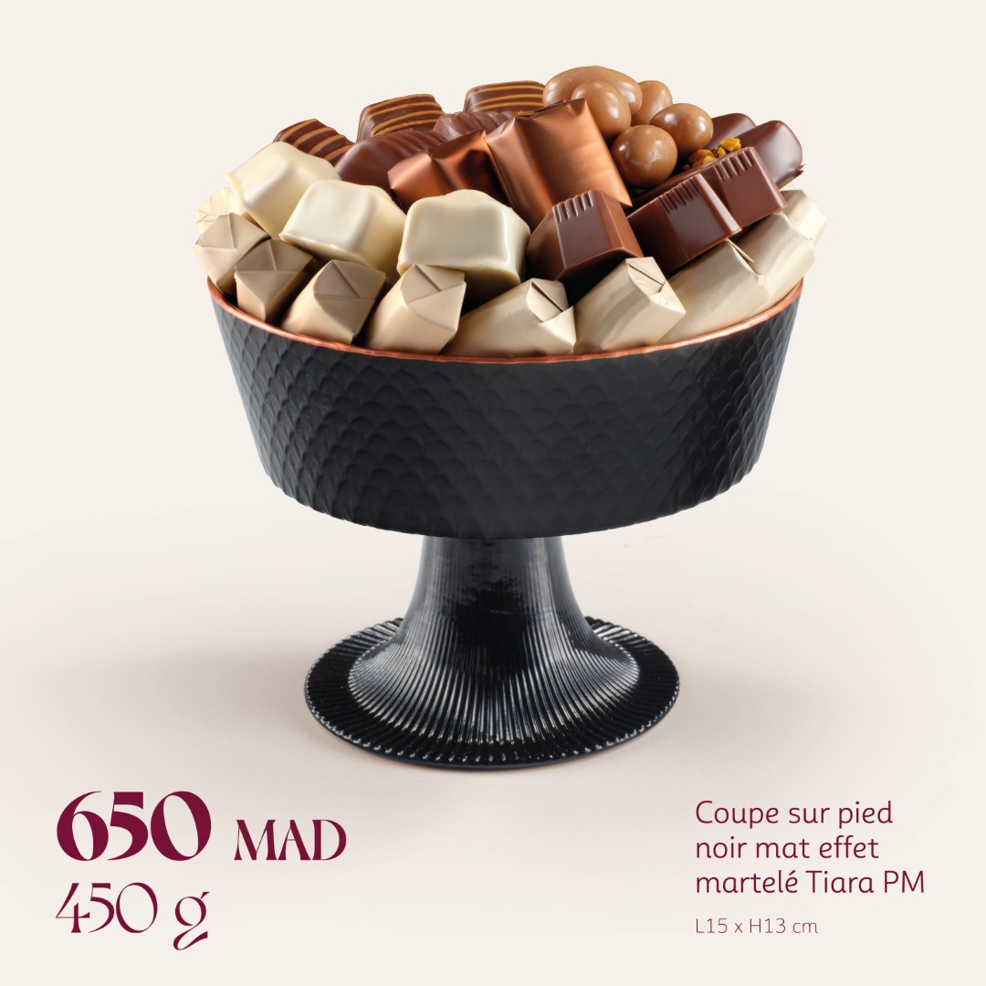 Coupe sur pied noir mat effet martelé Tiara